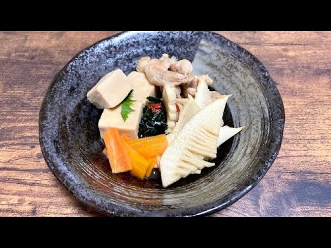 簡単たけのこの煮物／高野豆腐鶏もも肉／わかめ／和食レシピ