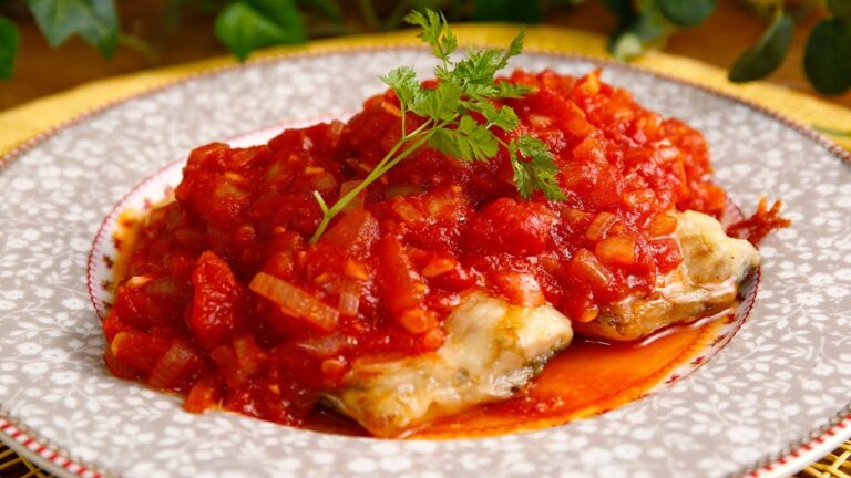 鯖をイタリアン風に 鯖のトマトソースがけ