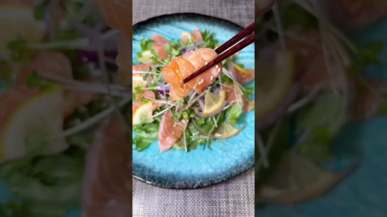わさび醤油ドレッシングでサーモンサラダ#shorts #サラダ#食器紹介