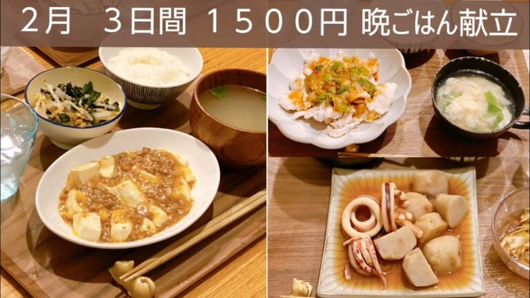 【節約献立!】麻婆豆腐／イカと里芋の煮物／水晶鶏