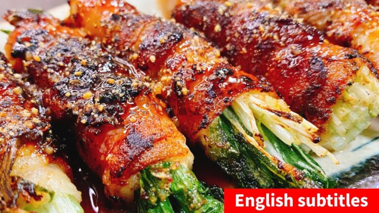 【絶品おつまみ】ただ巻いて焼くだけで驚くほど超旨い！ご飯とお酒が鬼進む♪『やみつき水菜の豚バラ巻き』ダイエット／食べて痩せる／糖質制限／節約／鍋の余り／低糖質 Pork Mizuna roll　SUB