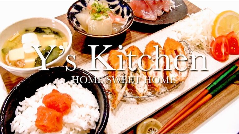 【夜ごはん】ささみフライ＆冬瓜のカニカマあんかけ＆ブリの刺身＆豆腐とわかめの味噌汁