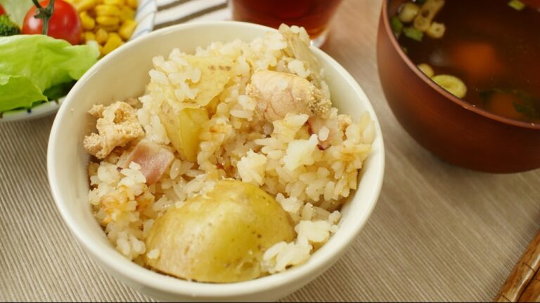 ホクホクバカうま！じゃがバタ明太炊き込みごはん！