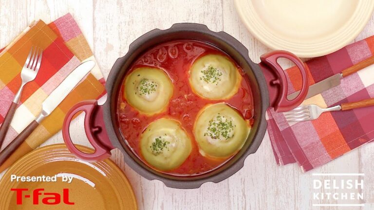 簡単柔らか♪肉詰め玉ねぎのトマト煮込み | How To Make Stuffed Onion With Tomato Sauce