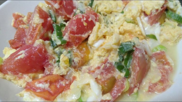 【料理・Cooking】トマトと卵、長ねぎの適当な炒め物【菜食】