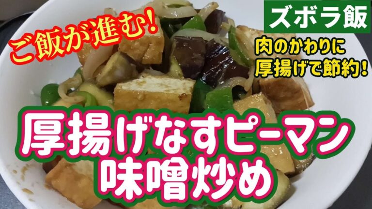 【ズボラ飯】肉のかわりに厚揚げでなすとピーマンの味噌炒めを作ります