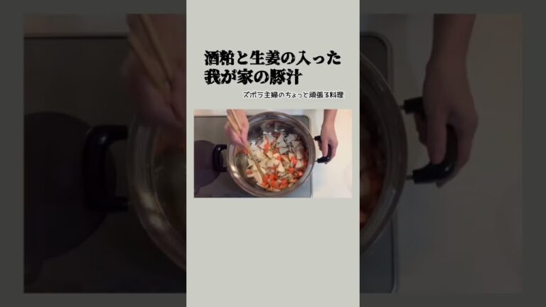 #shorts 【酒粕と生姜の入った我が家の豚汁】体がホカホカ／最強豚汁／本編概要欄に材料の記載あり　#豚汁#酒粕入り豚汁#味噌汁#生姜入り豚汁#酒粕と生姜の豚汁#生姜たっぷり#あったまる#粕汁#豚肉