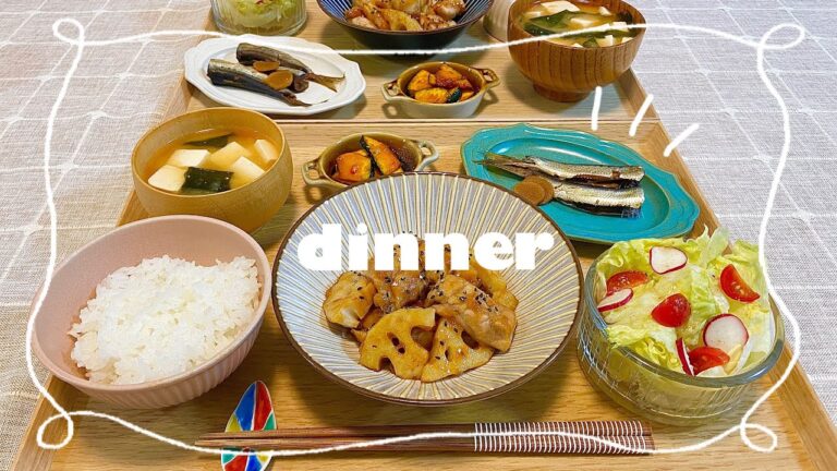 【レシピあり】鶏と蓮根のピリ辛甘酢炒めがメインの夜ご飯〜かぼちゃのチリソースマリネ、イワシの生姜煮〜