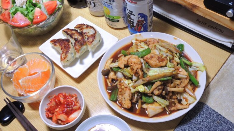 【宅飲み動画】回鍋肉と焼き餃子【昨日の晩酌】