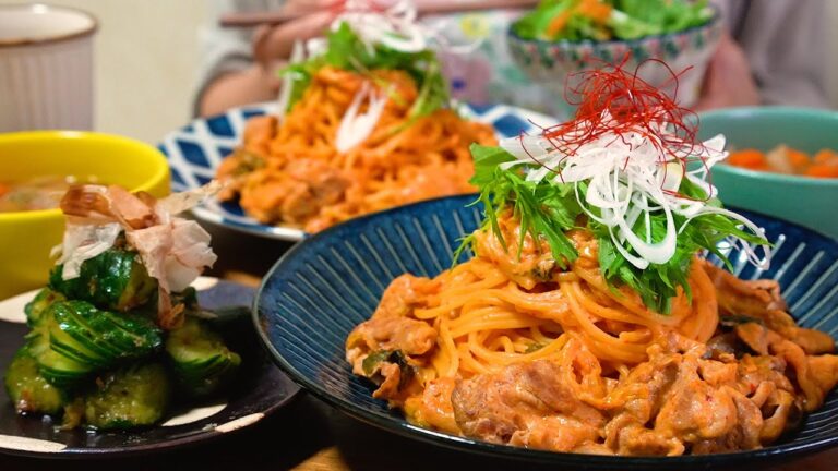 最近リピートしてる30代夫婦のリアルな晩ごはん｜自炊記録【豚キムチクリームパスタ】【塩スープ】