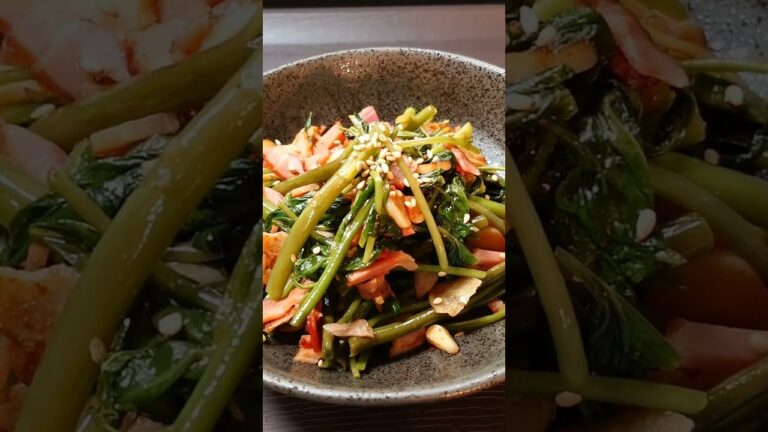 安くて身体に良い空芯菜のガーリックベーコン炒め! #shorts