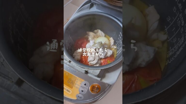 炊飯器にぶち込んで炊くだけ無水チキントマトスープ