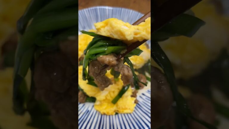 初心者の牛ニラ玉。 #料理初心者 #晩ごはん #自炊 #ニラ玉 #卵 #牛肉 #素人　#ひとり暮らし