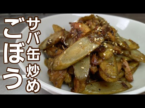 ごぼうとサバ缶を一か八か炒めてみたら！どハマりしました♪︎