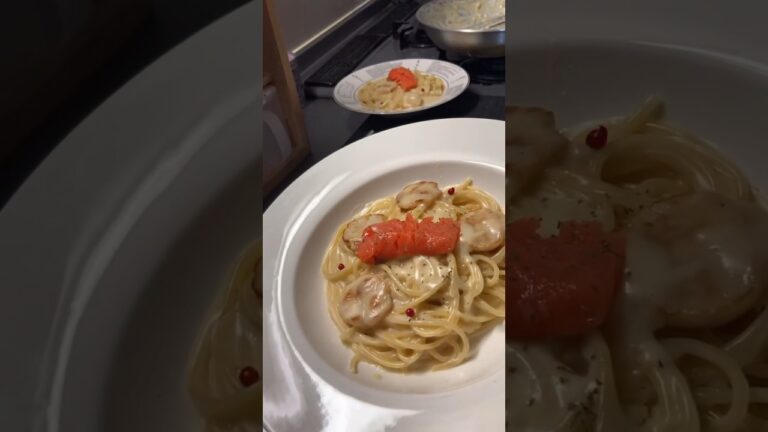 【男飯】サーモンのコンフィと帆立のクリームパスタを作る！