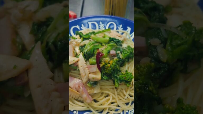 【ベーコンの春のペペロンチーノ】たけのこと菜の花!最高!