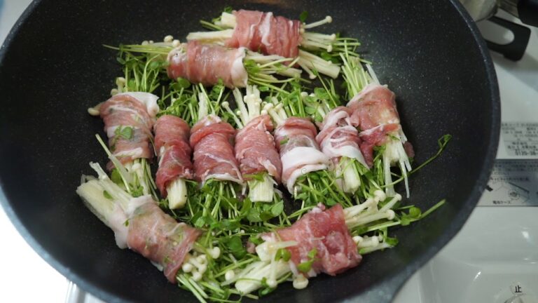 ダイエットにもおすすめ！豆苗とえのきの豚肉巻きを作ってみたよ　作り方とレシピ