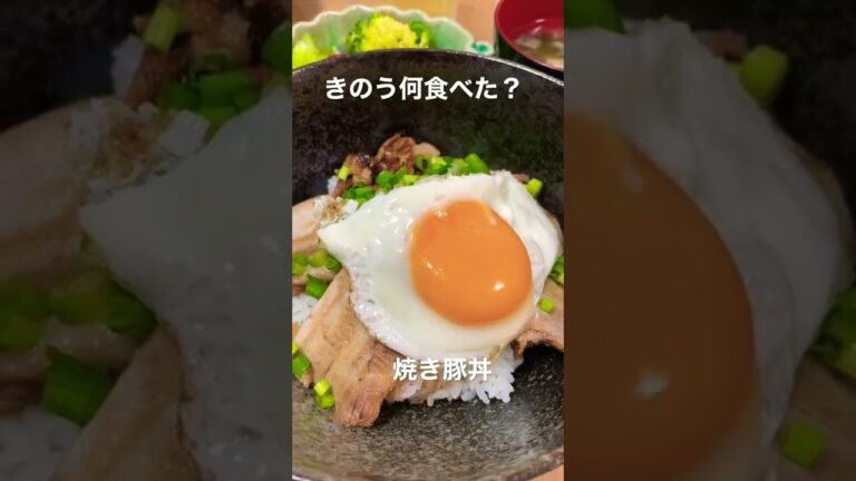 【晩ごはん】きのう何食べた/焼き豚丼/味噌汁/サラダ/高野豆腐/食事25000円