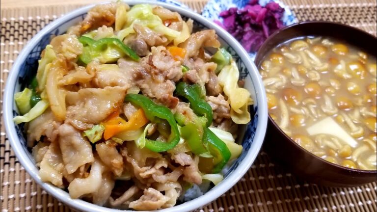 【一汁一飯】味噌豚丼となめこの味噌汁の作り方！