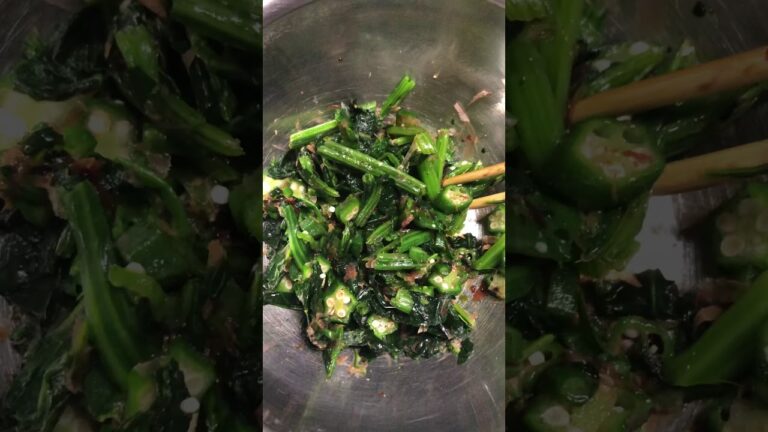 冷凍オクラとほうれん草のオカカ和え作ってみた(^^)