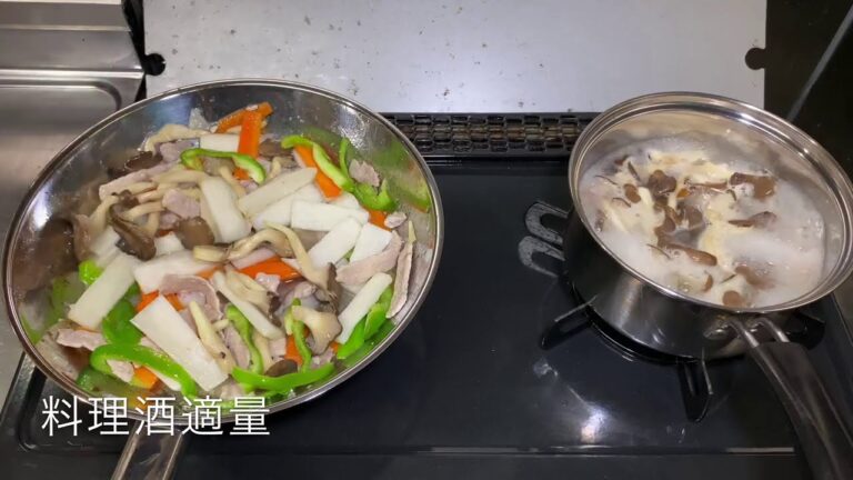 山芋とひらたけを使った野菜炒めと味噌汁