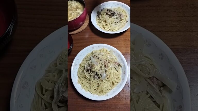 アサリコンソメパスタ　キャベツ卵スープ　禁酒8日目