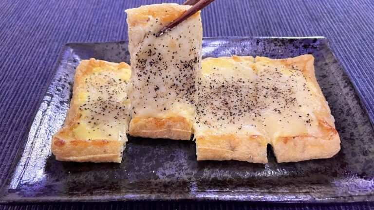 【おつまみに最適！】油揚げのにんにくマヨ焼き【簡単男飯】