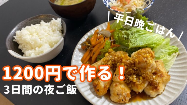 【平日晩ごはん】1200円で作る！3日間の晩御飯/油淋鶏/厚揚げの甘辛炒め/ハニーマスタードチキン/