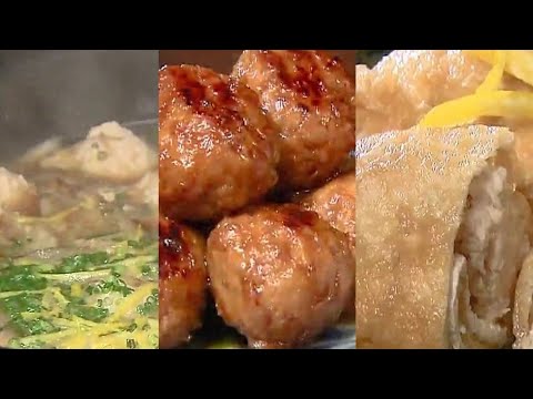 鶏つくねのゴボウ鍋・照り焼きひと口ハンバーグ・鶏つくねの肉詰めいなり