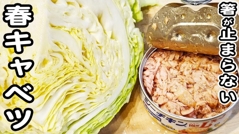 【春キャベツとツナ缶レシピ】切って和えるだけの簡単サラダレシピ！冬こそ食べたい絶品おかず/春キャベツレシピ/ツナ缶レシピ/簡単おかず/作り置きおかず