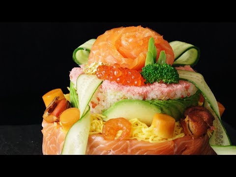 【豪華絢爛】燻製サーモンの寿司ケーキ　#ロティサリーグリル＆スモーク