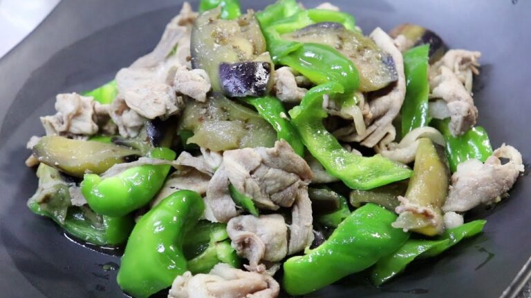 豚となすとピーマンの麺つゆ炒め【料理】