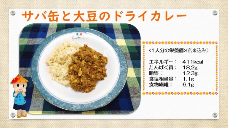 サバ缶と大豆のドライカレー