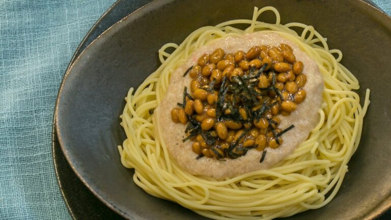 明太トロロの和風パスタ