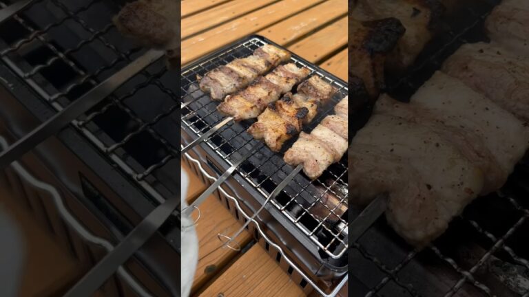 【男飯】直火で焼く豚バラが美味すぎる😊 #asmr #男飯 #shorts #BBQ