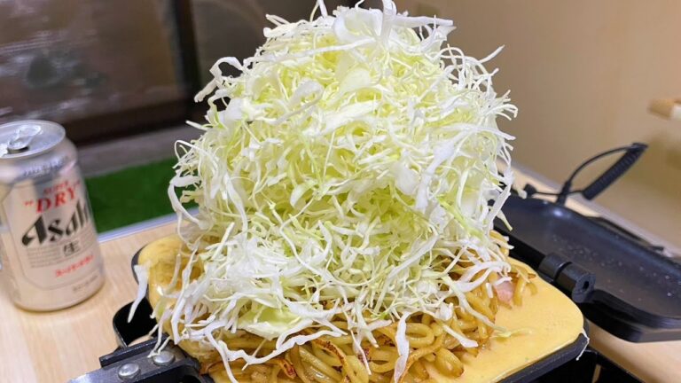 キャベツ山盛りモダン焼きに挑戦！
