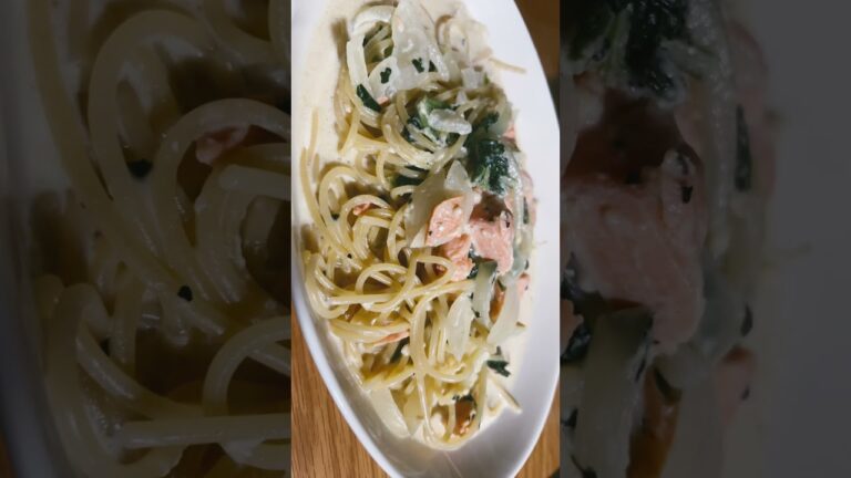 サーモン豆乳クリームパスタ🍝💨#パスタ #dinner＃豆乳