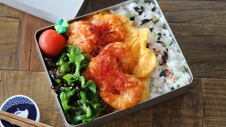 【お弁当】たった３品の簡単エビチリ弁当の作り方bento＃587