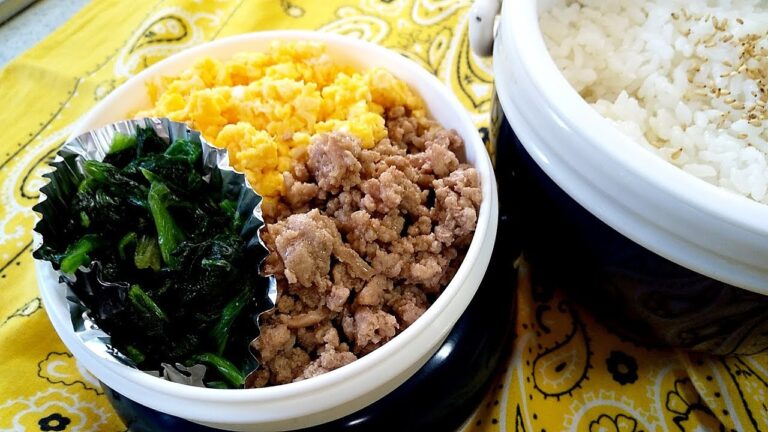 【お弁当】みんな大好き三色そぼろ弁当！豚そぼろ・卵そぼろ・ほうれん草【obento・LunchBox】