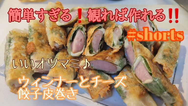 簡単すぎる！観れば作れる！巻いて焼くだけ！【ウィンナーとチーズ餃子の皮巻き】いいオツマミ♪#shorts