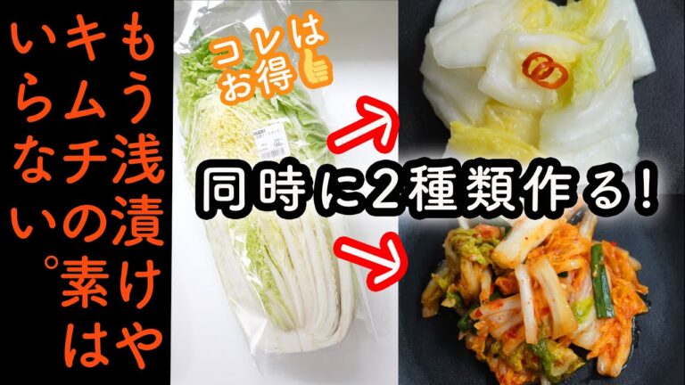 【白菜の簡単漬け】 浅漬けとキムチの作り方☆添加物や砂糖入りの市販の素はもういらない! 糠漬けに飽きたら白菜漬け! 四毒抜きの食生活にも♡白菜大量消費レシピ　白菜作り置き ごはんのお供に最高♡