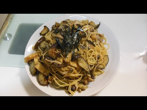 【コンロが2口ほしいな】なすとしめじの和風パスタ【Japanese style pasta with eggplant and shimeji mushrooms】