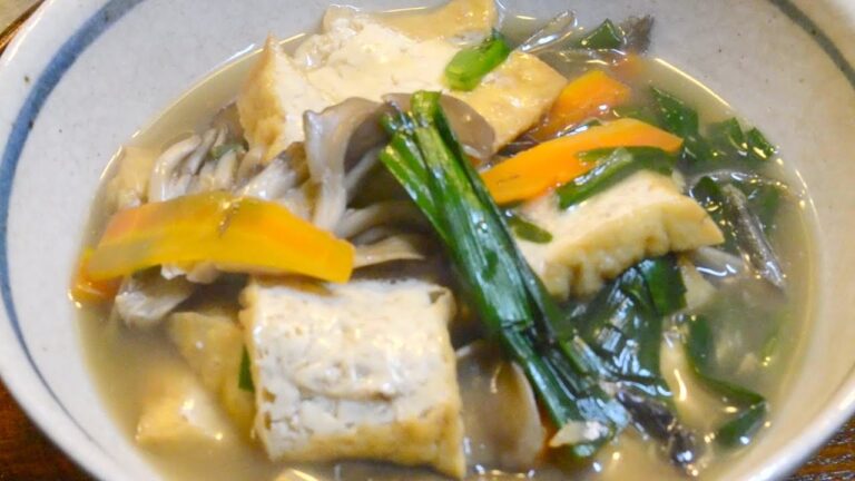 野菜と厚揚げの煮物　　How to cook thick deep-fried bean curd and vegetables