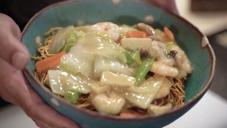 #113【包丁人】ホテルシェフ直伝「海老五目野菜餡かけ揚げ麺」