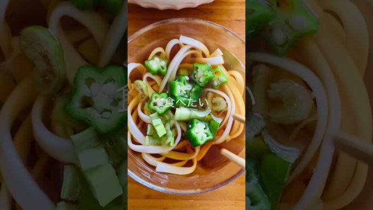 今日も一日お疲れ様でした　暑くなってきたから　冷やしうどん　#shorts #うどん #冷やしうどん #おくら #ねぎ #かんたん料理