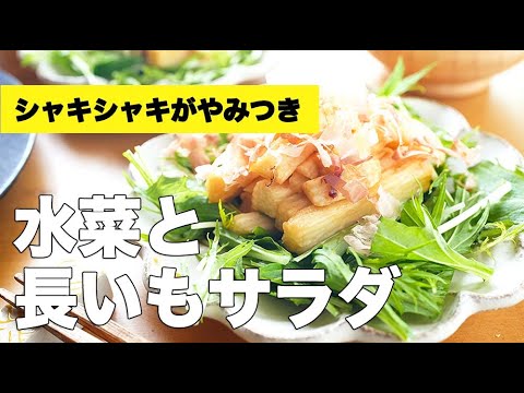 わさび醤油でさっぱり【水菜と長いもサラダ】のレシピ