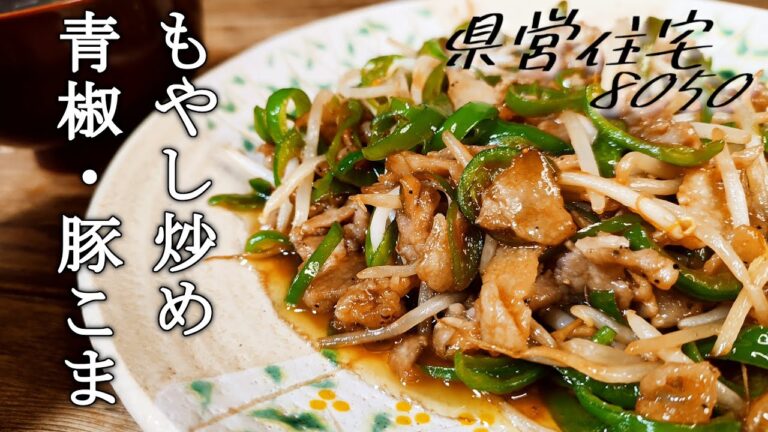 【晩ごはん】青椒肉絲ではなく…│青椒豚こまもやし炒め【生活のvlog No.17】【県営住宅】