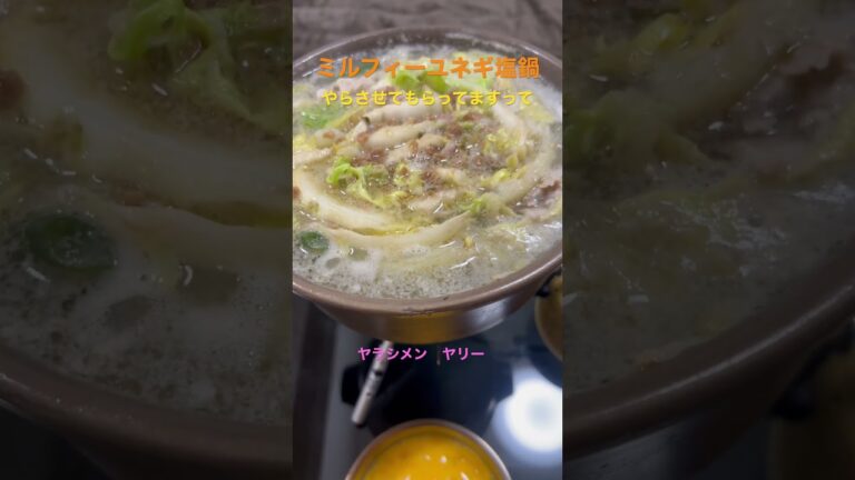 ディナーはミルフィーユネギ塩鍋やらさせてもらってますっ🍲　#ネギ塩　#白菜　#豚肉　#鍋　#ディナー   #グルメ　#美味しい　#オススメ　#スノーピーク　#shorts