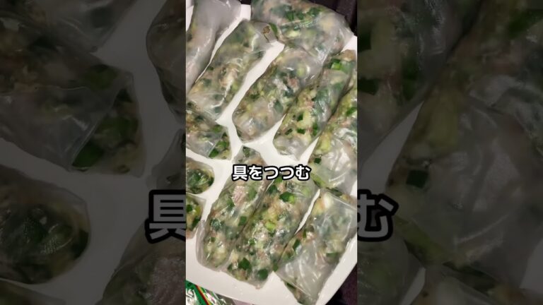 ライスペーパーでもちもちスタミナ餃子🥟❤️ #ライスペーパー #餃子 #shorts