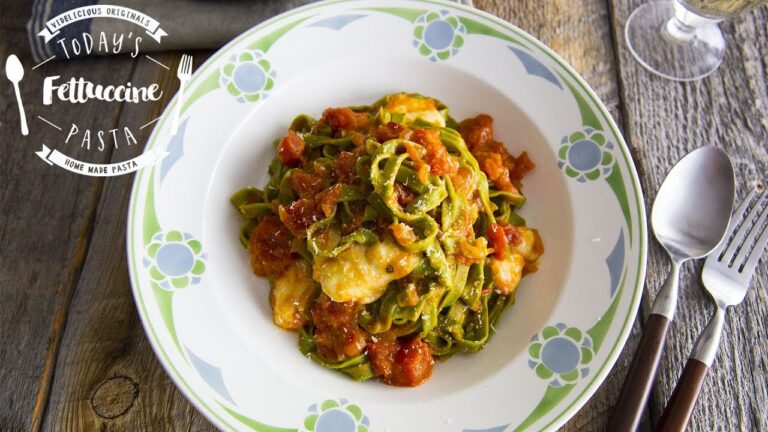 ほうれん草のフェットチーネ～トマトとモッツァレラのソース～：How to make Fettuccine｜Home made Pasta